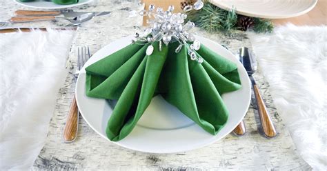 christmas tree napkin folding tutorial popsugar home
