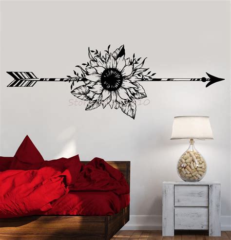 fashion design vinyl wall decal arrow flower art home decor living