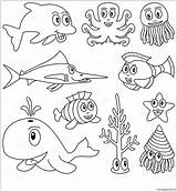 Sea Animals Pages Coloring Color Print Kids sketch template