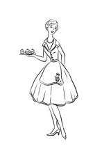 Coloring Fashion Pages Housewife 1950 Supercoloring People sketch template