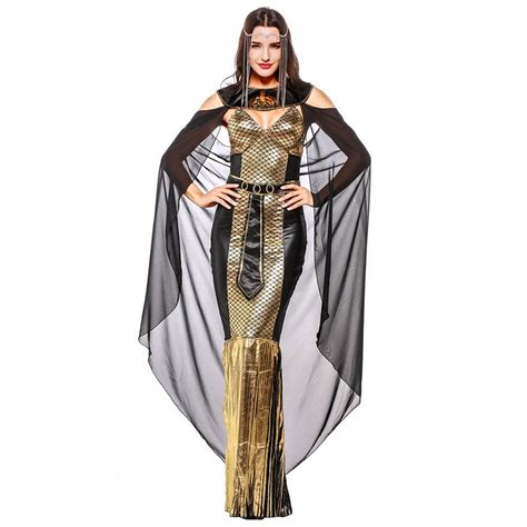 Gold Black Adult Cosplay Athena Goddess Costume Ancient Egyptian Queen