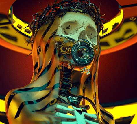 neon cross on behance cyberpunk aesthetic skull art drawing cover