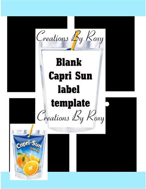diy capri sun drink template capri sun label templates sun template