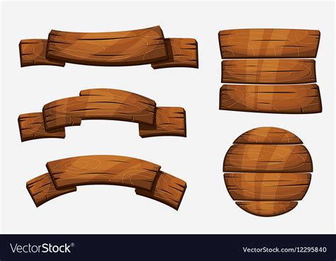 Cartoon Wooden Plank Signs Wood Banner Royalty Free Vector