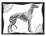 Greyhound Zentangle Colouring Galgos Lurcher sketch template