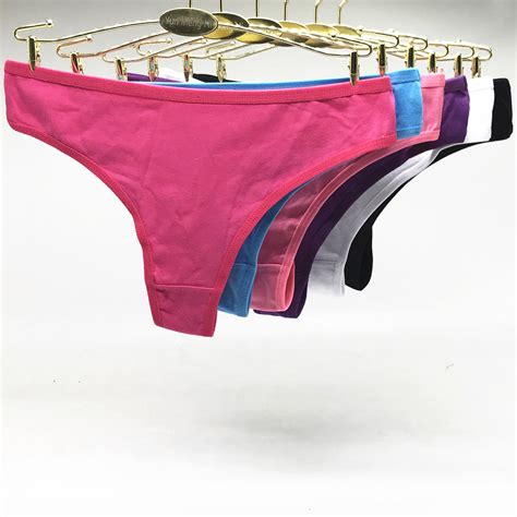 6 pcs lot ladies solid color sexy thongs women s cotton underwear g