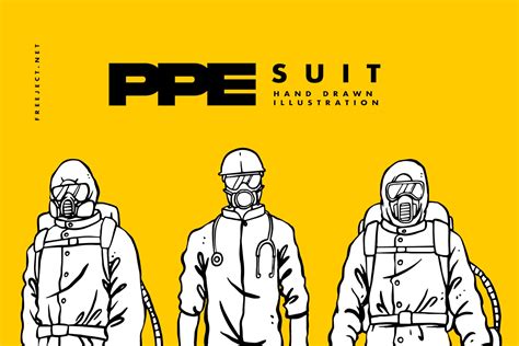 ppe personal protective equipment suit hand drawn illustration