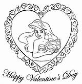 Coloring Valentine Pages Mermaid Princess Disney Happy Little Valentines Ariel Color Pooh Say Winnie Kids Printable Heart Cute Print Sheets sketch template