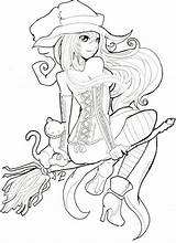Halloween Coloring Pages Anime Happy Girls Witch Printable Manga Cute Adult Sheets Deviantart Color Getdrawings Book Sexy Colouring Lineart Drawing sketch template