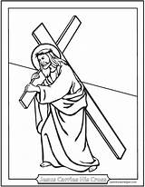Cross Coloring Pages Lent Stations Rosary Jesus Carrying Printable Mysteries Friday Good His Catholic Carries Children Sorrowful Activities Calvary Station sketch template