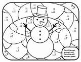 Math Color Number Subtraction Winter 1st Christmas sketch template