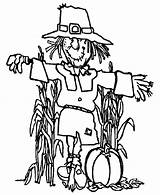 Scarecrow Coloring Pumpkin sketch template