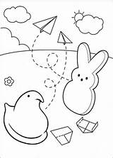 Peeps Coloring Pages Chick Printable Bunny Playing sketch template