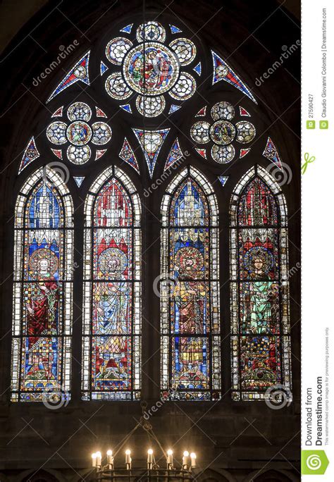 Strasbourg The Gothic Cathedral Stained Glass Stock