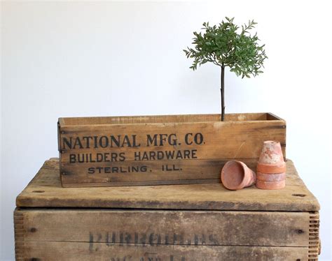 Vintage Long Wooden Hardware Box National Mfg Co Sterling Etsy