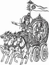 Krishna Chariot Shri Charioteer Colouring sketch template
