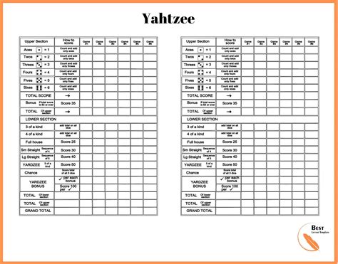yahtzee score sheets printable activity shelter part  yahtzee