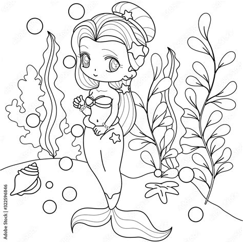 princess cute  mermaid underwater world coloring book