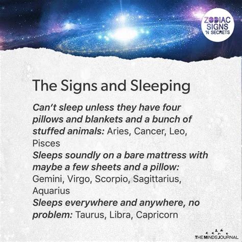 The Signs And Sleeping The
