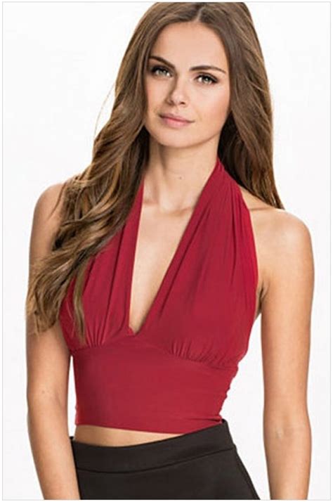 Women Tight Bandeau Red Cropped Halter Top Online Store