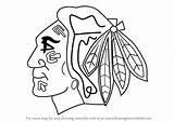 Blackhawks Chicago Logo Draw Step Drawing Coloring Pages Blackhawk Nhl Feathers Drawingtutorials101 Getdrawings Template sketch template