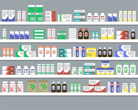 pharmacy shelves illustrations royalty  vector graphics clip art