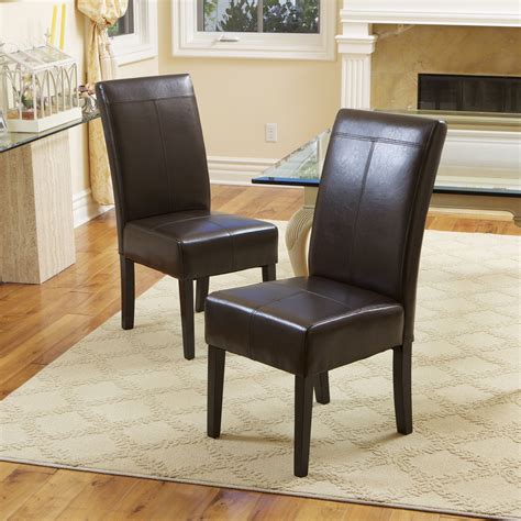 stitch chocolate brown bonded leather dining chair set