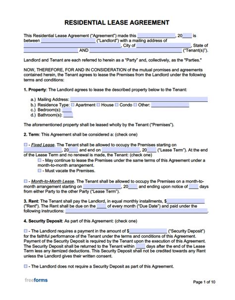 downloadable  printable lease agreement