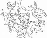 Eevee Coloring Evolutions Pages Pokemon Cute Pikachu sketch template