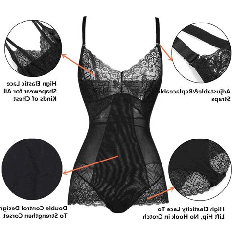 slimming body shapewear women sexy lace breathable black 3 size xxx