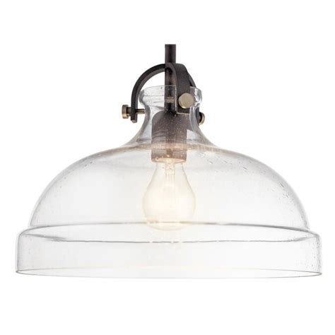 Kichler Weathered Zinc Farmhouse Seeded Glass Dome Pendant Light In The