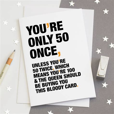 50th Birthday Card Funny 50th Card Sarcastic 50th Card
