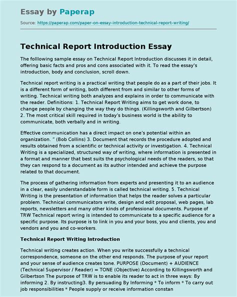technical report introduction  essay