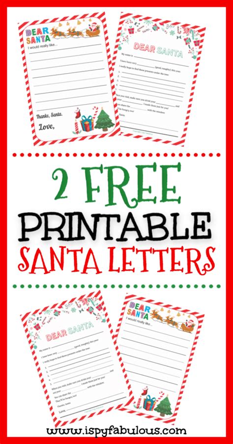 dear santa letter printables  kids   ages   spy