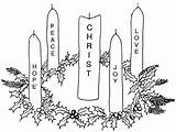Advent Wreath Clip Coloring Pages Candle Clipart Religious Candles Christmas Christian Catholic Sunday Kids Cliparts First Immaculate Conception Emmanuel Sheet sketch template