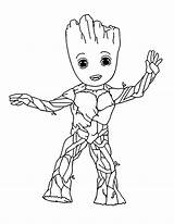 Coloring Galaxy Guardians Groot Pages Kids Color Print Simple Little Super Heroes sketch template