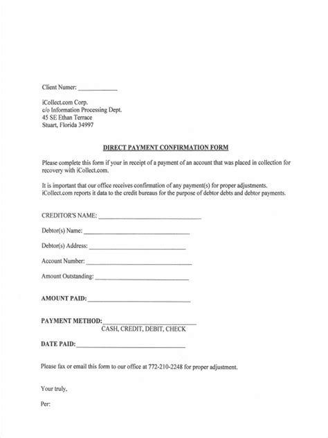 sample payment confirmation forms  ms word