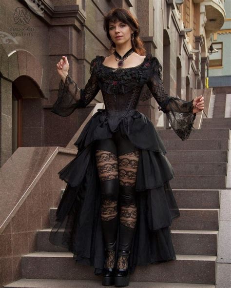 black gothic wedding dress ruffle skirt tight lacing corset etsy uk