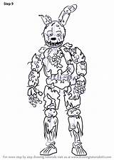 Springtrap Freddy Five Nights Fnaf Coloring Pages Draw Drawings Step Spring Drawing Easy Sheets Drawingtutorials101 Book Print sketch template