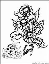 Coloring Flowers Pages Ladybug Colouring Print sketch template