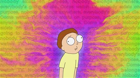 Tv Show Rick And Morty Morty Smith With Colorful Words