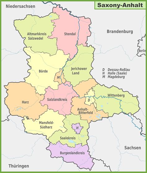 administrative divisions map  saxony anhalt ontheworldmapcom