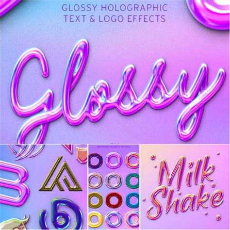 glossy holographic text logo effect