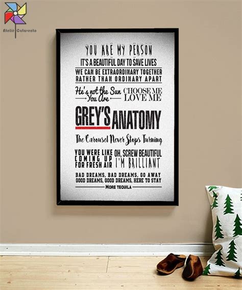 quadro poster ilustracao greys anatomy frases tamanho
