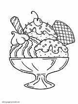 Ice Cream Coloring Pages Printable Food Print Kids Sundae Color Portion Cones sketch template