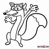 Swiper Dora Explorer Draw Drawing Fox Cartoon Step Sketchok Cartoons sketch template
