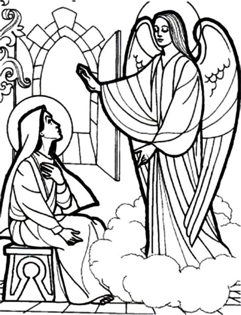 angel tells mary   pregnant  colouring pages