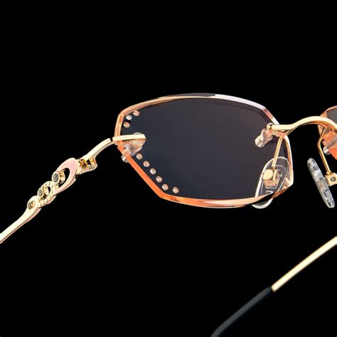 Luxury Rhinestone Reading Glasses Women Diamond Cutting Rimless Glasses