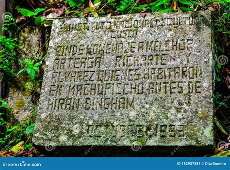 commemorative plaque discovery  machu picchu  american