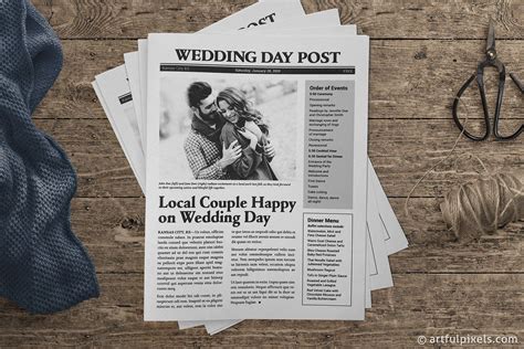 sample wedding newspaper programs printed unique brunch etsy